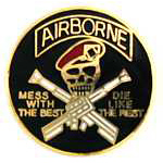  Airborne skull & rifles Mil Hat Pin
