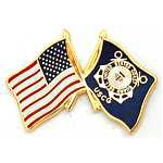  U.S.A. & Coast Guard Flags Mil Hat Pin