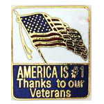  America is #1 Thanks to our Vets Mil Hat Pin