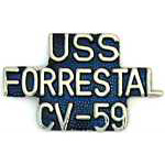  USS Forestall Script Mil Hat Pin