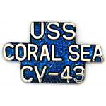  USS Coral Seas Script Mil Hat Pin