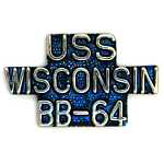  USS Wisconsin Script Mil Hat Pin