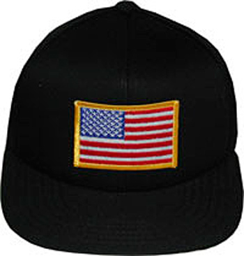  Black 9 Panel Hat with US Flag Military Hat