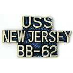  USS New Jersey Script Mil Hat Pin