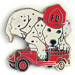  Dalmatian with Fire Truck Misc Hat Pin