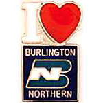  I Love Burlington Northern RR Hat Pin