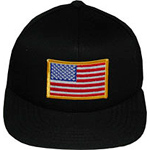  Black 9 Panel Hat with US Flag Military Hat